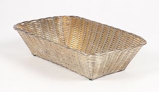 French Woven silver metal Bread Basket