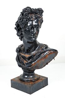 Cast Iron Garden Bust of a Roman God