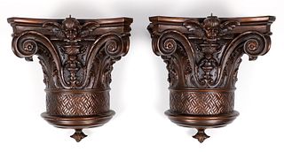 Pair Bronze or Copper Louis 14th Column Capitals