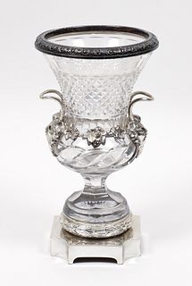 Silverplate and Cut Crystal Urn