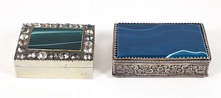 2 Stone and silver boxes, Onyx and Blue Agate