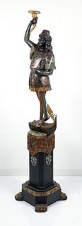 19th cent Venetian Figure Torchere gilt and polychromed wood
