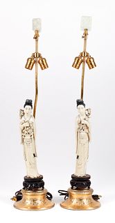 2 Standing Japanese Ladies fitted as Lamps 