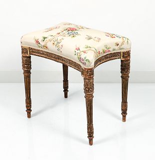 French Louis XV style Stool with Flowered Upholstery