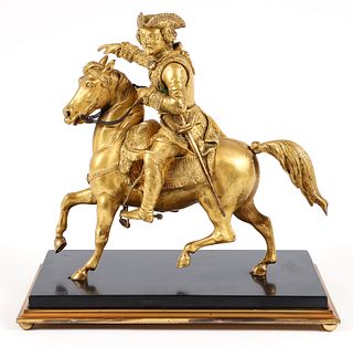 Gilded Bronze Equestrian Figure of a Soldier, circa 1850