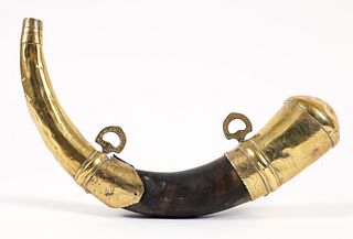 Moroccan Chased Brass Powder Horn