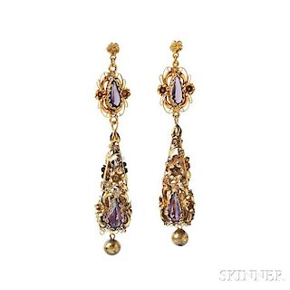 Gold and Amethyst Earrings