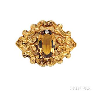 Gold and Citrine Brooch