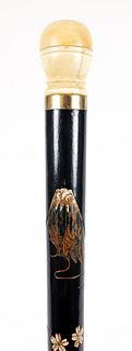 Vintage inlaid lacquered Japanese Pool Cue