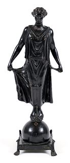 French Early 20th Century bronze Caryatid on a Globe