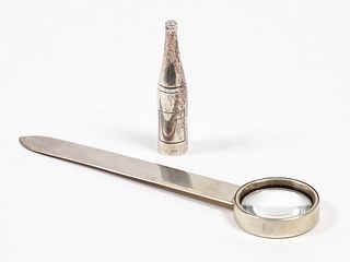 2 Sterling Office Items Letter Opener and Propelling Pencil