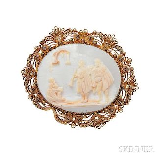Gold and Shell Cameo Brooch