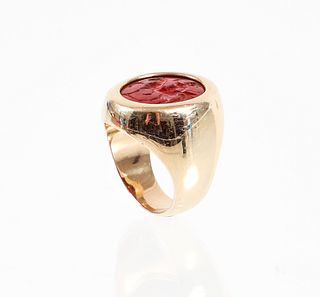 14K Antique Intaglio Carnelian Ring