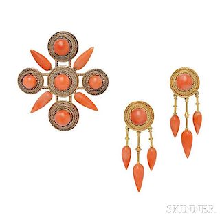 Gold and Coral Demi-parure