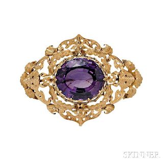 Antique Gold and Amethyst Brooch