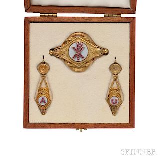 Gold, Ruby, and Chalcedony Demi-parure