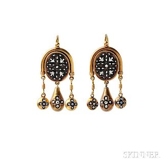 Antique Gold and Micromosaic Earrings