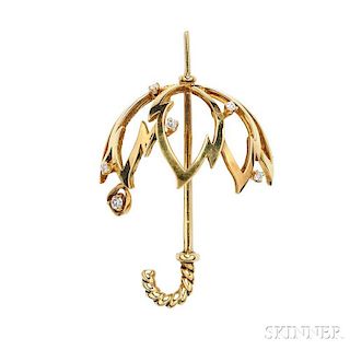 18kt Gold and Diamond Umbrella Brooch, Kurt Wayne