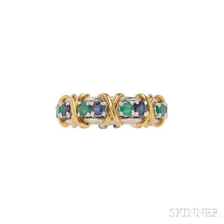 18kt Gold, Sapphire, and Emerald Band