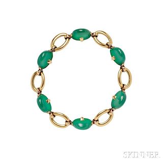 18kt Gold and Dyed Green Chalcedony Bracelet, Marzo