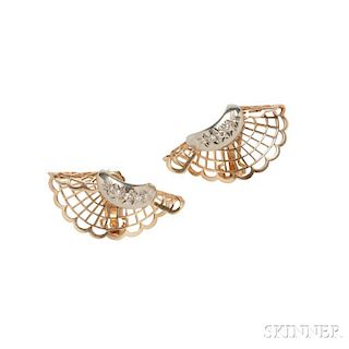 Retro 14kt Gold and Diamond Earrings