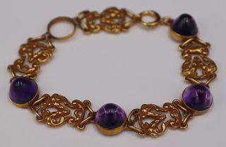 JEWELRY. Art Nouveau 18kt Gold and Amethyst