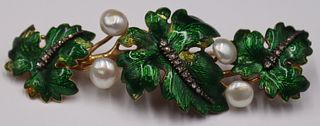 JEWELRY. 18kt Gold, Enamel, Pearl and Diamond