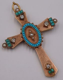 JEWELRY. 14kt Gold, Diamond, Turquoise and Pearl