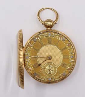 JEWELRY. English 18kt Gold Fusee Pocket Watch.
