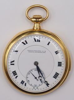 JEWELRY. Patek Philippe 18kt Gold Open Faced