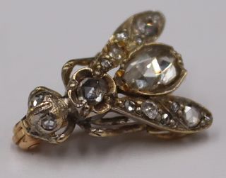 JEWELRY. Petite 18kt Gold and Rose Cut Diamond Bug