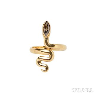 18kt Gold and Colored Diamond Snake Ring, Susan Sarantos