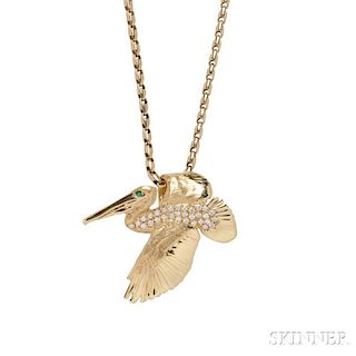 14kt Gold and Diamond Pelican Pendant
