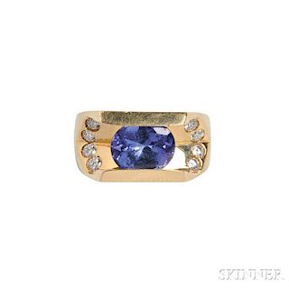 14kt Gold, Tanzanite, and Diamond Ring