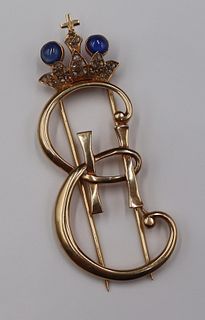 JEWELRY. Imperial Russian Monogrammed 14kt Gold