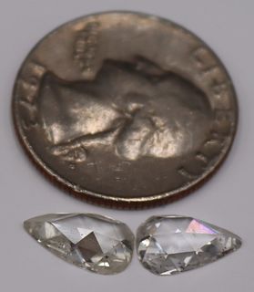 (2) Well-Matched Pear Shaped Rose Cut Diamonds.