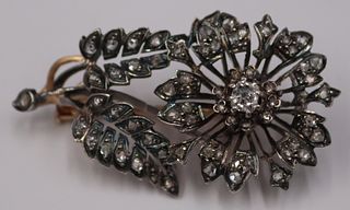 JEWELRY. Antique Diamond Floral Form Brooch.