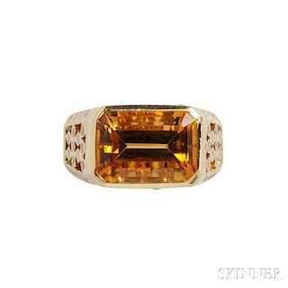 18kt Gold, Citrine, and Diamond Ring