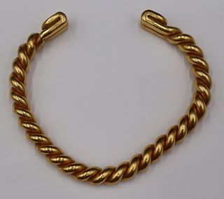JEWELRY. High Karat Rope Twist Cuff Bracelet.