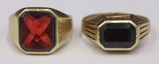 JEWELRY. (2) 14kt Gold and Garnet Rings.