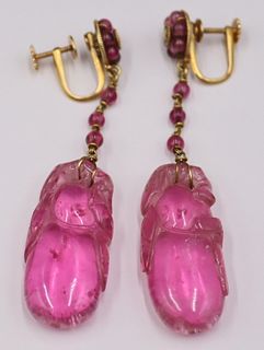 JEWELRY. 14kt Gold and Pink Tourmaline? Earrings.