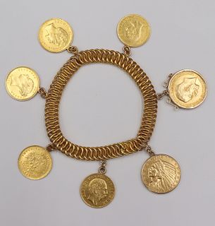 JEWELRY. Gold Coin Charm Bracelet.