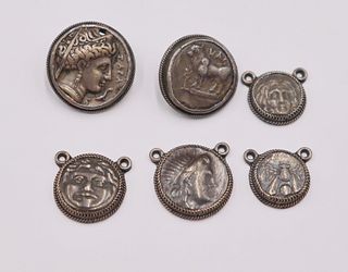 JEWELRY. Palestinian Silver Ancient Coin Buttons.