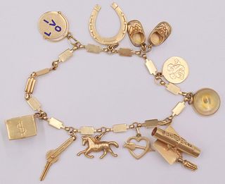 JEWELRY. 14kt Gold Bracelet With (11) Charms.