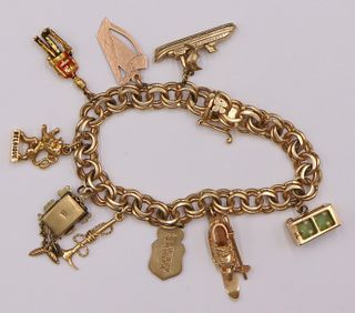 JEWELRY. 14kt Gold Bracelet with (9) Gold Charms.