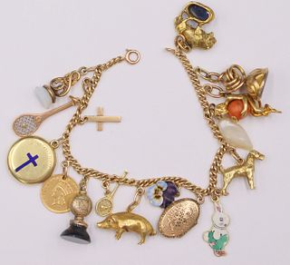 JEWELRY. 14kt Gold Bracelet with (16) Charms.