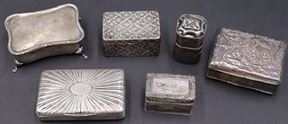 SILVER. (6) English and Continental Silver Boxes.