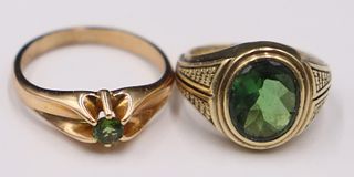 JEWELRY. (2) 14kt Gold Green Tourmaline Rings.