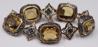 JEWELRY. French 18kt Gold, Silver, Colored Gem and