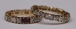 JEWELRY. (2) 18kt Gold and Diamond Band Rings.